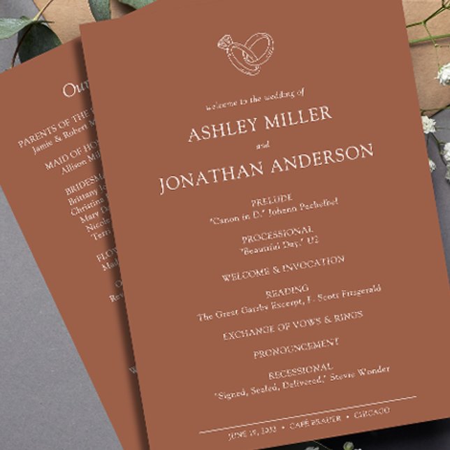 Elegante moderne, einfache Elemente Hochzeit Programm (Von Creator hochgeladen)