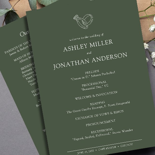 Elegante moderne, einfache Elemente Hochzeit Programm (Von Creator hochgeladen)