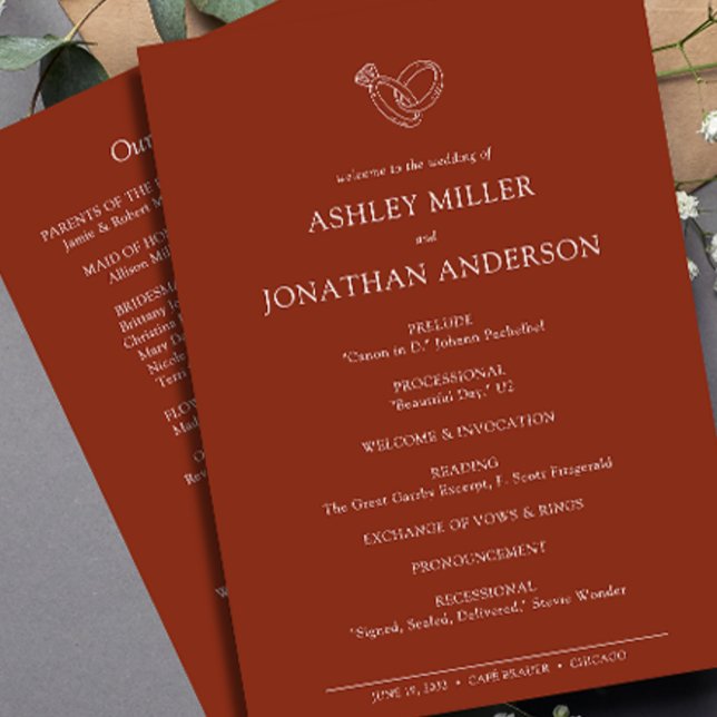 Elegante moderne, einfache Elemente Hochzeit Programm (Von Creator hochgeladen)