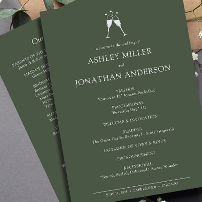 Elegante moderne, einfache Elemente Hochzeit Programm (Von Creator hochgeladen)