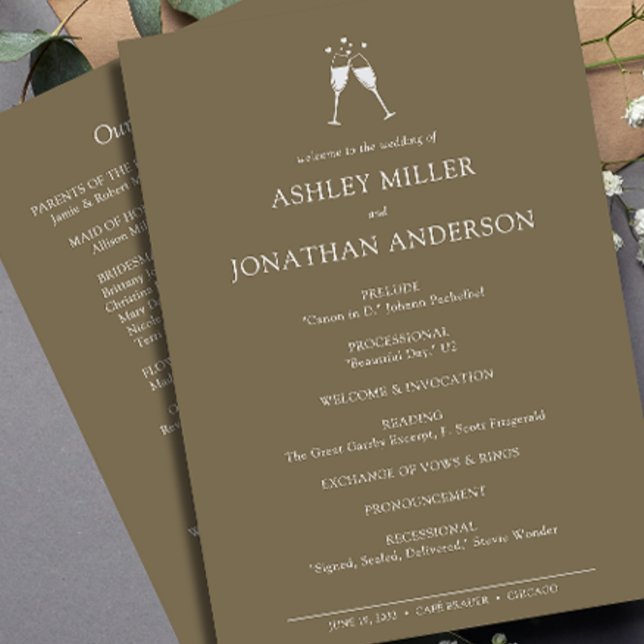 Elegante moderne, einfache Elemente Hochzeit Programm (Von Creator hochgeladen)