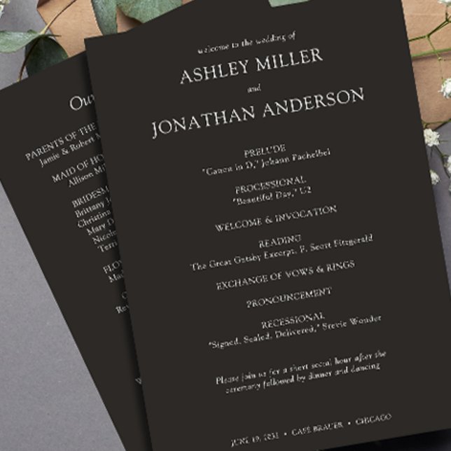 Elegante moderne, einfache Elemente Hochzeit Programm (Von Creator hochgeladen)