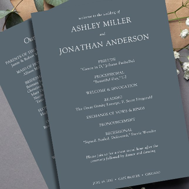 Elegante moderne, einfache Elemente Hochzeit Programm (Von Creator hochgeladen)