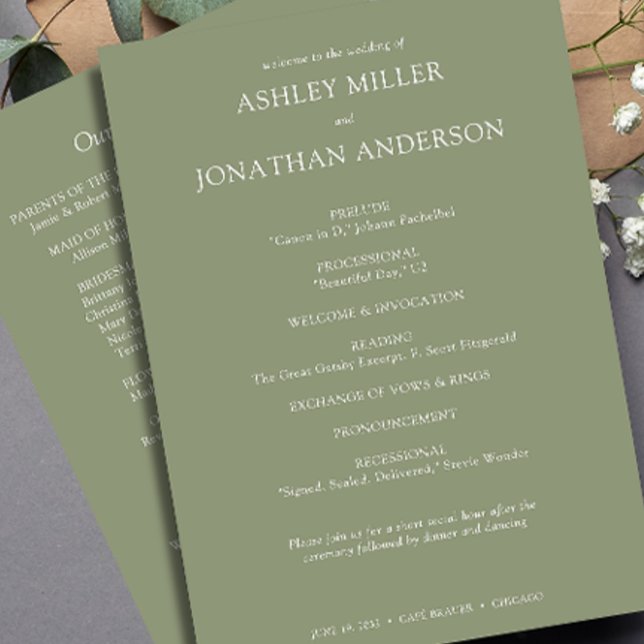 Elegante moderne, einfache Elemente Hochzeit Programm (Von Creator hochgeladen)