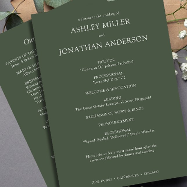 Elegante moderne, einfache Elemente Hochzeit Programm (Von Creator hochgeladen)