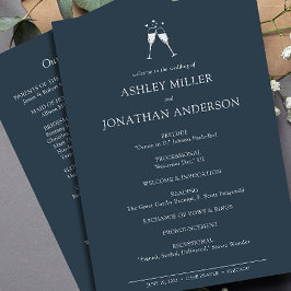 Elegante moderne, einfache Elemente Hochzeit Programm