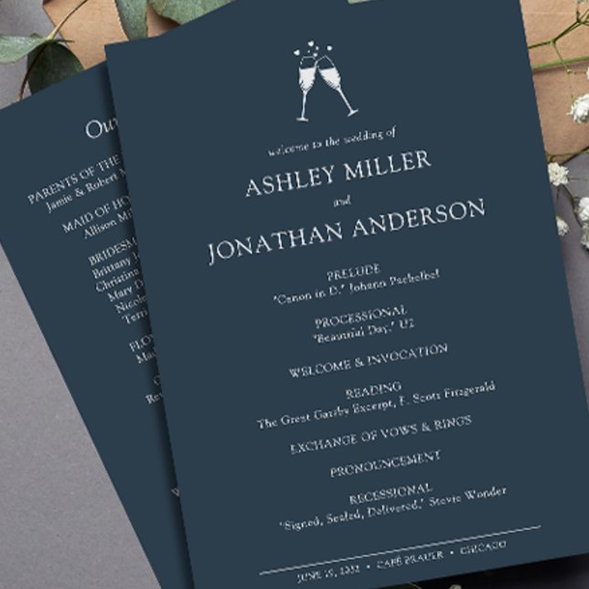 Elegante moderne, einfache Elemente Hochzeit Programm (Von Creator hochgeladen)
