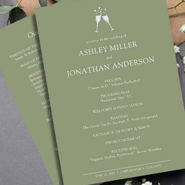Elegante moderne, einfache Elemente Hochzeit Programm (Von Creator hochgeladen)
