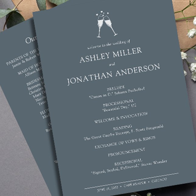 Elegante moderne, einfache Elemente Hochzeit Programm (Von Creator hochgeladen)