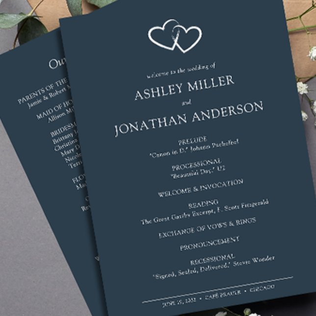 Elegante moderne, einfache Elemente Hochzeit Programm (Von Creator hochgeladen)