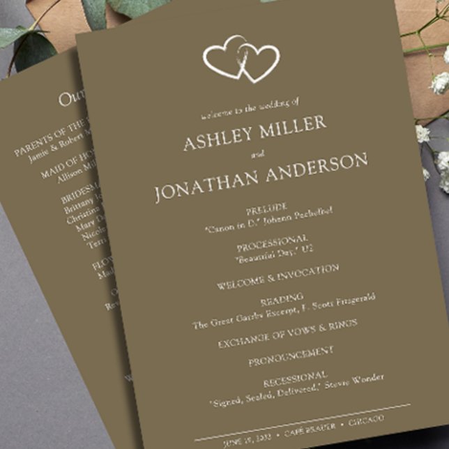 Elegante moderne, einfache Elemente Hochzeit Programm (Von Creator hochgeladen)