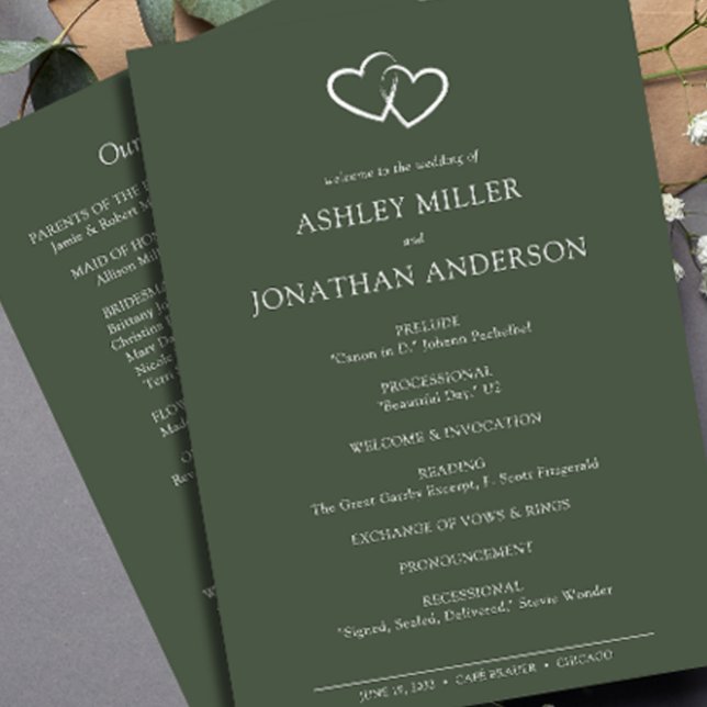 Elegante moderne, einfache Elemente Hochzeit Programm (Von Creator hochgeladen)