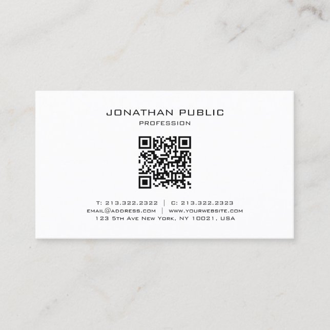 Elegante moderne einfache QR-Code-Vorlage Visitenkarte (Vorderseite)