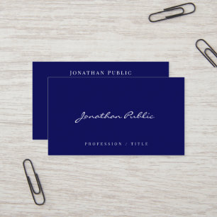 Elegante moderne einfache Vorlage Skript Navy Blau Visitenkarte