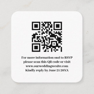 Elegante moderne einfache weiße Hochzeits-QR-Code- Begleitkarte