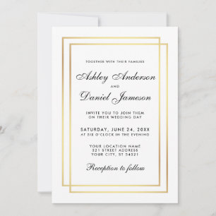 Elegante, moderne Einladung zur Hochzeit in Schwar