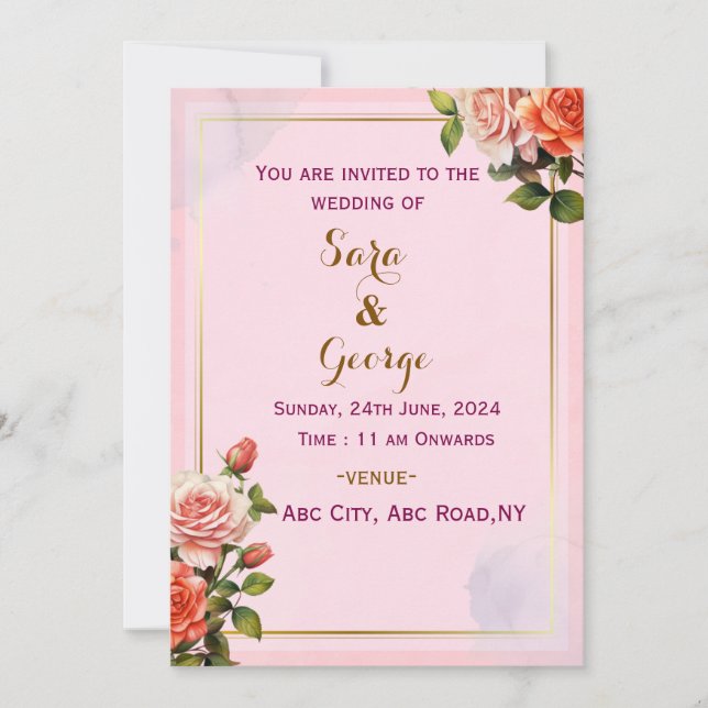 Elegante Moderne Einladungen für Hochzeiten (Vorderseite)