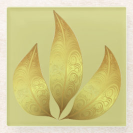 Elegante moderne, einzigartige goldene Blätter Glasuntersetzer