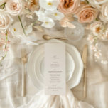 Elegante moderne Elfenbeinkalligrafie Hochzeit Menükarte<br><div class="desc">Konzipiert zur Koordination mit der "ETHEREAL" Wedding Invitation Collection. Andere Tischnummern in der Sammlung werden separat verkauft. Klicken Sie auf den Link Sammlung auf dieser Seite,  um alle passenden Elemente in diesem schönen Design zu sehen,  oder sehen Sie sich die Sammlung hier an: https://bit.ly/2W3Hg9Z</div>