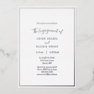 Elegante Moderne Engagement Partei Silver Folieneinladung