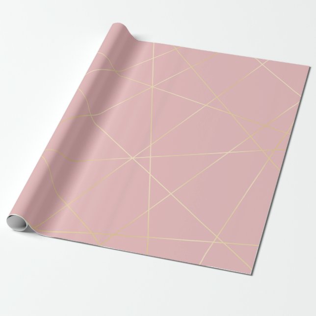 Elegante moderne erröten rosa Goldgeometrisches Geschenkpapier (Ungerollt)