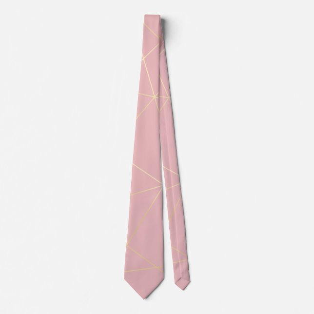 Elegante moderne erröten rosa Goldgeometrisches Krawatte (Vorderseite)