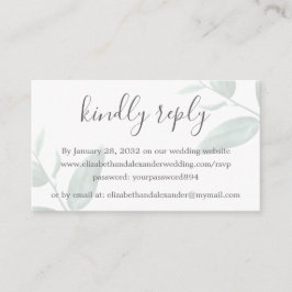 Elegante moderne Eukalyptus-Hochzeit online UAWG Begleitkarte