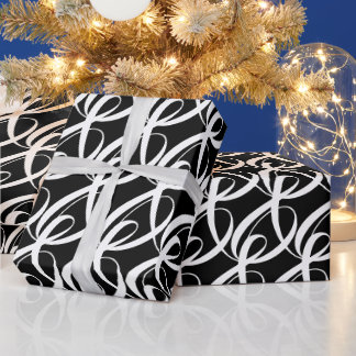 Elegante, moderne, Extravagante Schwarz-Weiß-Hochz Geschenkpapier