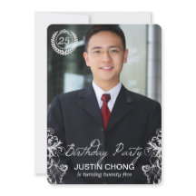 Elegante moderne Farn-Foto-Geburtstags-Einladungen