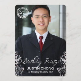 Elegante moderne Farn-Foto-Geburtstags-Einladungen Einladung