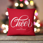 Elegante Moderne festliche Rote Schrift Heiligen W Kissen<br><div class="desc">Dieses elegante und dennoch moderne Kissen im Urlaubskissenat besticht durch eine moderne Kalligraphie,  in der "Cheer" und moderne Typografie auf festlichem rotem Hintergrund zu finden sind. Beide Seiten des Kissens sind identisch. Alle Farben dieses Designs sind anpassbar,  klicken Sie einfach auf "Bearbeiten mit dem Designwerkzeug".</div>