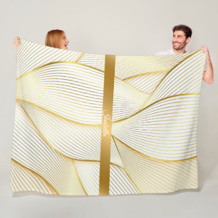 Elegante, moderne Floral Gold White Line Kollektio Fleecedecke