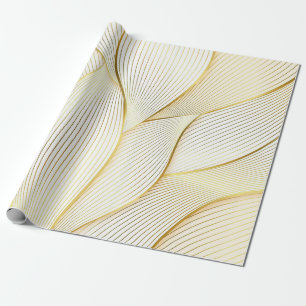 Elegante, moderne Floral Gold White Line Kollektio Geschenkpapier
