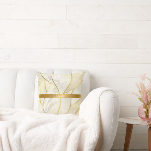 Elegante, moderne Floral Gold White Line Kollektio Kissen