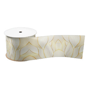 Elegante, moderne Floral Gold White Line Kollektio Satinband