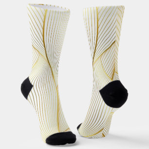 Elegante, moderne Floral Gold White Line Kollektio Socken