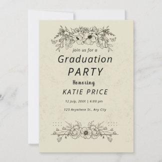 elegante moderne FLORAL Graduation Einladungen