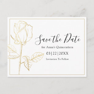 Elegante moderne florale Quinceanera Save The Date Postkarte