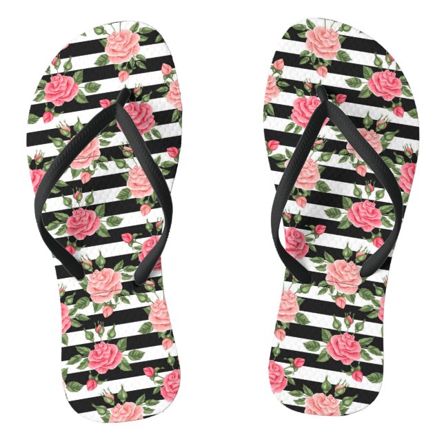 Elegante Moderne florale Rose Flip Flops (Fußbett)