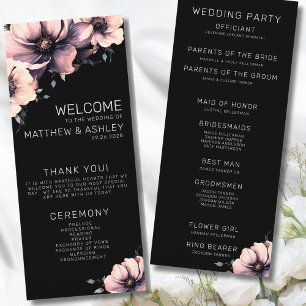 Elegante moderne florale roségoldene Hochzeit Programm