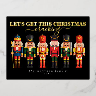 Elegante moderne Foil Nutcracker Weihnachtskarte Folien Feiertagspostkarte