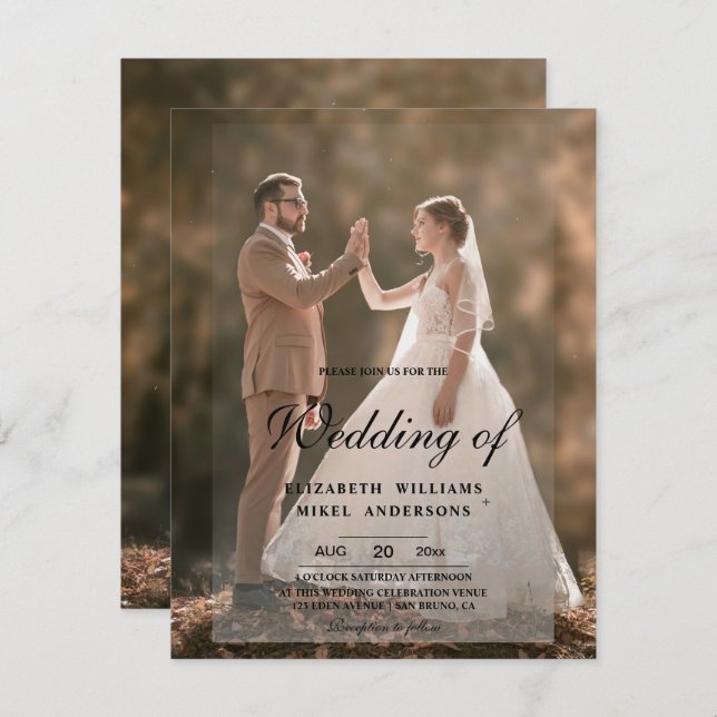 Elegante Moderne Foto Front & Back Wedding Einladung (Vorne/Hinten)