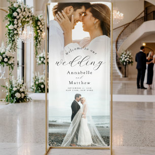 Elegante moderne Foto-Hochzeitsbegrüßung Banner