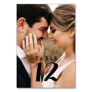 Elegante moderne Foto-Hochzeitstischkarten Tischnummer