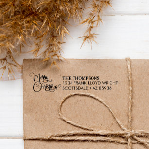 Elegante Moderne frohe Weihnachtsfamilie Permastempel