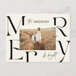 Elegante moderne fröhliche Weihnachts-Foto-Typogra Feiertagspostkarte