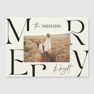 Elegante moderne fröhliche Weihnachts-Foto-Typogra Magnetkarte