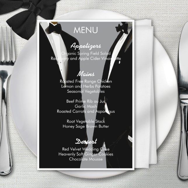 Elegante moderne Gay Men Wedding Menu (Von Creator hochgeladen)