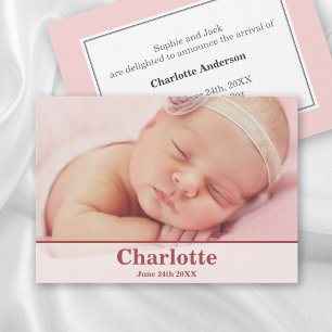 Elegante moderne Geburtshinkunde - Baby Pink Ankündigung