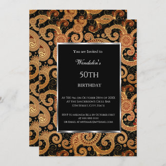 Elegante Moderne Geburtstagsparty Paisley Einladun Einladung